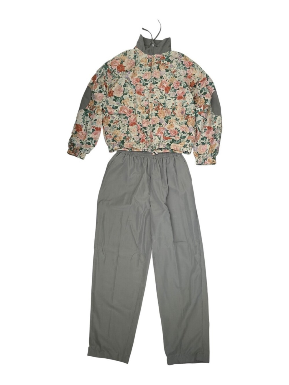Oleg Cassini Vintage Floral Print Elastic-Waist Jumpsuit in Green Floral Large8